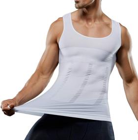 img 1 attached to 💪 Seamless Slimming Body Shaper for Men: Compression Tank Top for Abs, Abdomen Slimming, and Shapewear Vest