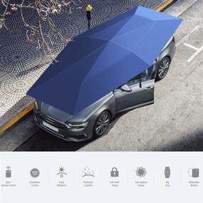 img 2 attached to 🚗 Navy Universal Car Tent: Foldable Portable Carport with Remote Control, Sunproof Canopy Cover & Automobile Protection Umbrella