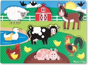 img 4 attached to 🧩 Farm Wooden Puzzle by Melissa Doug: Interactive & Educational Toy for Kids