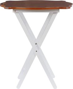 img 2 attached to 💻 White Laptop Folding Tray Table by Powell Furniture with Hazelnut Top - Modern Design