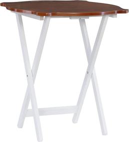 img 3 attached to 💻 White Laptop Folding Tray Table by Powell Furniture with Hazelnut Top - Modern Design