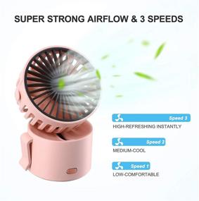 img 1 attached to 🌬️ Portable Personal Mini Fan USB Rechargeable Handheld Battery Operated Hand Neck Desk Fan, 3 Speed Multi-Purpose Pocket Fan for Girls Boys Women Gift Outdoor Travel Office