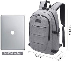 img 1 attached to 🎒 Прочный рюкзак для ноутбука с USB-портом для зарядки и функциями противоугонной защиты – идеальная путешественническая сумка для студентов колледжа, бизнес-профессионалов и любителей походов.