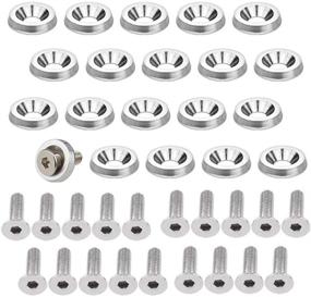 img 4 attached to OUHL 20PCS Aluminum Bumper Fender Washer Bolt Bumper Washer Bolt Engine Bay M6 Screw Dress Up Kit (Silver)