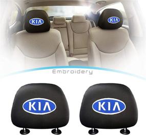 img 4 attached to UVR 2Pcs For KIA Embroidery Car Seat Headrest Covers Accessories Compatible With Most KIA Vehicles Headrest