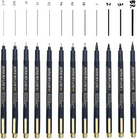 img 4 attached to 🖋️ 12-Pack Micro-Pens Set | Fineliner Ink Pens for Technical Drawing, Black Pigment Pen Waterproof | Ideal for Artist Illustration, Sketching, Anime, Manga