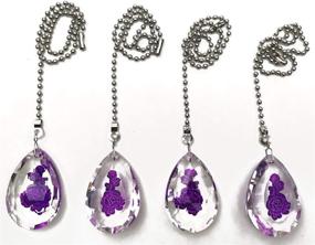 img 2 attached to Hyamass Set of 4 Crystal Teardrop Prisms Pendant Ceiling Fan Pull Chain Extender with Ball Chain Connector - Purple Rose