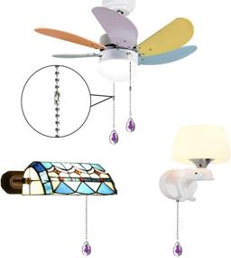 img 1 attached to Hyamass Set of 4 Crystal Teardrop Prisms Pendant Ceiling Fan Pull Chain Extender with Ball Chain Connector - Purple Rose