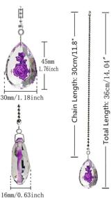 img 3 attached to Hyamass Set of 4 Crystal Teardrop Prisms Pendant Ceiling Fan Pull Chain Extender with Ball Chain Connector - Purple Rose
