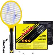 🦟 bug zapper electric fly swatter mosquito killer - usb rechargeable 4200v racket with led light & folding design - safe to touch, 3-layer safety mesh logo