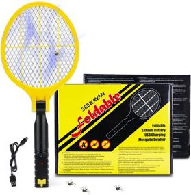 img 4 attached to 🦟 Bug Zapper Electric Fly Swatter Mosquito Killer - USB Rechargeable 4200V Racket with LED Light & Folding Design - Safe to Touch, 3-Layer Safety Mesh