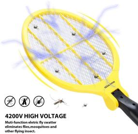 img 1 attached to 🦟 Bug Zapper Electric Fly Swatter Mosquito Killer - USB Rechargeable 4200V Racket with LED Light & Folding Design - Safe to Touch, 3-Layer Safety Mesh