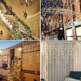 img 1 attached to 🎄 DDMY Outdoor Twinkle Warm Christmas Decorations: 416 LEDs, 34 FT, 8 Modes, Waterproof Fairy String Curtain Lights for Window Wedding Party Yard Garden Indoor