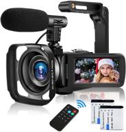 📹 ultra hd 2.7k camcorder with mic: youtube vlogging, ips touch screen, zoom, stabilizer & remote control logo