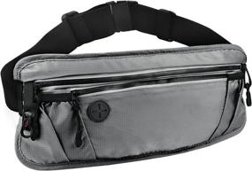 img 4 attached to Water Resistant Fanny Pack for Men and Women - Lightweight Waist Pouch with Reflective Runners Belt, Grey