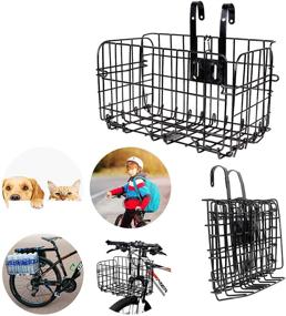 img 1 attached to 🚲 Detachable Front Bicycle Basket with Folding Rear Bike Basket, Rust-Proof Wire Mesh, Mountain Bike Frame Basket, Fold-Up Bike Cargo Rack