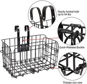 img 2 attached to 🚲 Detachable Front Bicycle Basket with Folding Rear Bike Basket, Rust-Proof Wire Mesh, Mountain Bike Frame Basket, Fold-Up Bike Cargo Rack