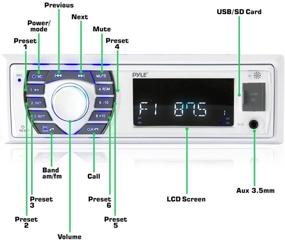 img 3 attached to 🔊 5.25 дюймовый водонепроницаемый морской приемник и набор динамиков - встроенный ЖК-цифровой стерео с Bluetooth и микрофоном, системой радио AM FM, 2 водонепроницаемых динамика, считывателями MP3/USB/SD и пультом дистанционного управления - Pyle PLMRKT36WT