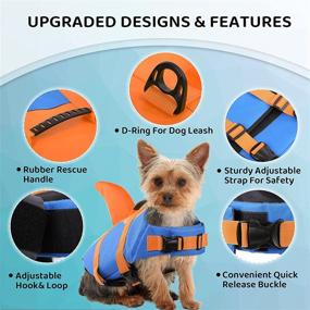 img 2 attached to 🦈 Adjustable Dog Life Jacket by Queenmore - Pet Lifesaver for Swimming, Shark Life Jacket with Rescue Handle - Rip-Stop Safety Vest for Small, Medium, Large Dogs - Enhance SEO