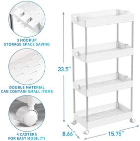 img 2 attached to SPACEKEEPER 4-Tier Mobile Shelving Unit: Versatile Storage Cart for Kitchen, Bathroom, and Living Room