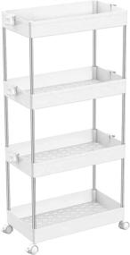 img 4 attached to SPACEKEEPER 4-Tier Mobile Shelving Unit: Versatile Storage Cart for Kitchen, Bathroom, and Living Room