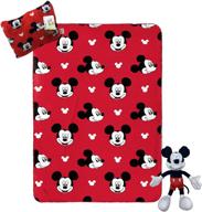 🐭 jay franco disney mickey mouse travel set - complete 3-piece kids travel kit with blanket, pillow, & plush - genuine official disney merchandise logo