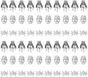 img 4 attached to 🕷️ 60 Pieces Silver Skull and Spider Nail Charms with Rhinestones - Vintage 3D Spider, Alloy Skeleton Hand Nail Art Jewelry for Halloween Nail Tips and Cellphone Decoration with Nail Art Glitters
