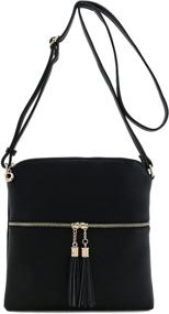 img 3 attached to Tassel Zip Pocket Crossbody Black Women's Handbags & Wallets for Crossbody Bags