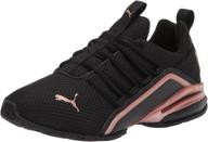 puma womens axelion running black rose logo