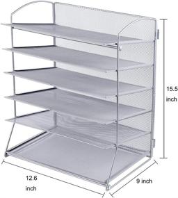 img 2 attached to 📂 Efficient 6-Tier Mesh Desktop File Organizer: Enhance Office or Home Organization, with Silver Finish, 2 Pack