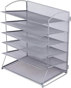 img 3 attached to 📂 Efficient 6-Tier Mesh Desktop File Organizer: Enhance Office or Home Organization, with Silver Finish, 2 Pack