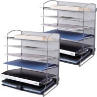 📂 efficient 6-tier mesh desktop file organizer: enhance office or home organization, with silver finish, 2 pack logo