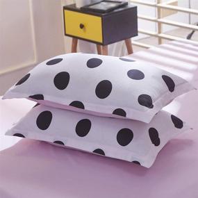 img 1 attached to 👧 Charming Girls Polka Dot Duvet Cover Set: Queen Size, Black Dots on White Bedding, Reversible with Baby Pink Solid Color - Perfect for Kids