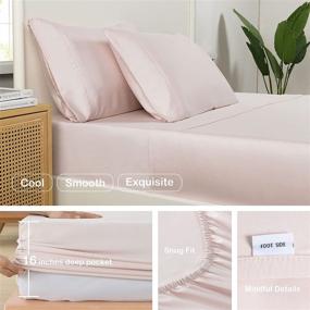 img 2 attached to PANDATEX 400TC Queen Size Bamboo Sheets Set - Breathable Cooling Bedding, Silky Soft and Deep Pocket. Blush Pink, 100% Natural Bamboo Bed Sheets