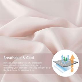 img 3 attached to PANDATEX 400TC Queen Size Bamboo Sheets Set - Breathable Cooling Bedding, Silky Soft and Deep Pocket. Blush Pink, 100% Natural Bamboo Bed Sheets