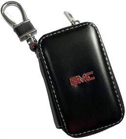 img 3 attached to GMC Genuine Leather Car Key Case: Stylish Keychain Holder with Metal Hook and Zipper Bag for Remote Key Fob