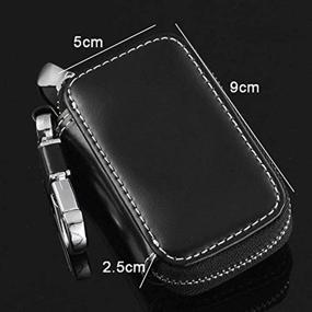 img 2 attached to GMC Genuine Leather Car Key Case: Stylish Keychain Holder with Metal Hook and Zipper Bag for Remote Key Fob