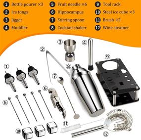 img 3 attached to 🍸 Ultimate 23-Piece Cocktail Shaker Set: Premium Bartender Kit with Acrylic Display Stand - Ideal Man Christmas Gift