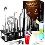 🍸 ultimate 23-piece cocktail shaker set: premium bartender kit with acrylic display stand - ideal man christmas gift logo