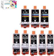 🖨️ canon pgi-35 cli-36 ink cartridge replacement set for canon pixma ip110 ip100 tr150 printers (5 black, 3 color) logo