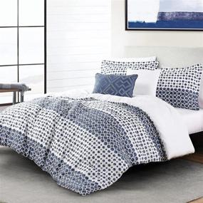 img 3 attached to 🛏️ Anne Klein Isola Blue Striped Comforter Set: Full/Queen Size with Stylish Decorative Pillows