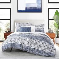 🛏️ anne klein isola blue striped comforter set: full/queen size with stylish decorative pillows logo