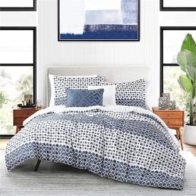 img 4 attached to 🛏️ Anne Klein Isola Blue Striped Comforter Set: Full/Queen Size with Stylish Decorative Pillows