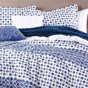 img 1 attached to 🛏️ Anne Klein Isola Blue Striped Comforter Set: Full/Queen Size with Stylish Decorative Pillows