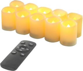 img 4 attached to 🕯️ 10-Pack Flameless LED Votive Candles with Remote and Timer – Realistic Flickering, Battery-Operated Set for Black Friday, Christmas, New Year, Wedding, Party Decorations – Batteries Included