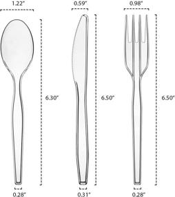 img 3 attached to 🍽️ Medium Weight Clear Plastic Cutlery Combo - 300 Pieces/100 Place Settings, includes Knives, Forks, and Spoons - Party Essentials