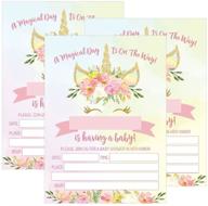 🦄 pink blush gold unicorn baby shower invitations: floral fill-in, chic vintage design for coed party logo