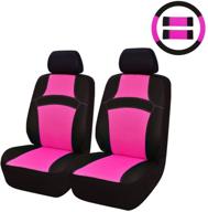 🌈 car pass rainbow universal fit car seat cover - 100% breathable & airbag compatible with composite sponge interior (9pcs, rose pink) logo