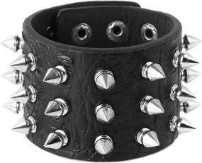 img 3 attached to HZMAN Studded Leather Bracelet Crocodile