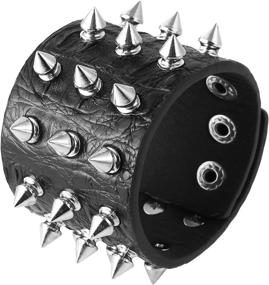 img 4 attached to HZMAN Studded Leather Bracelet Crocodile